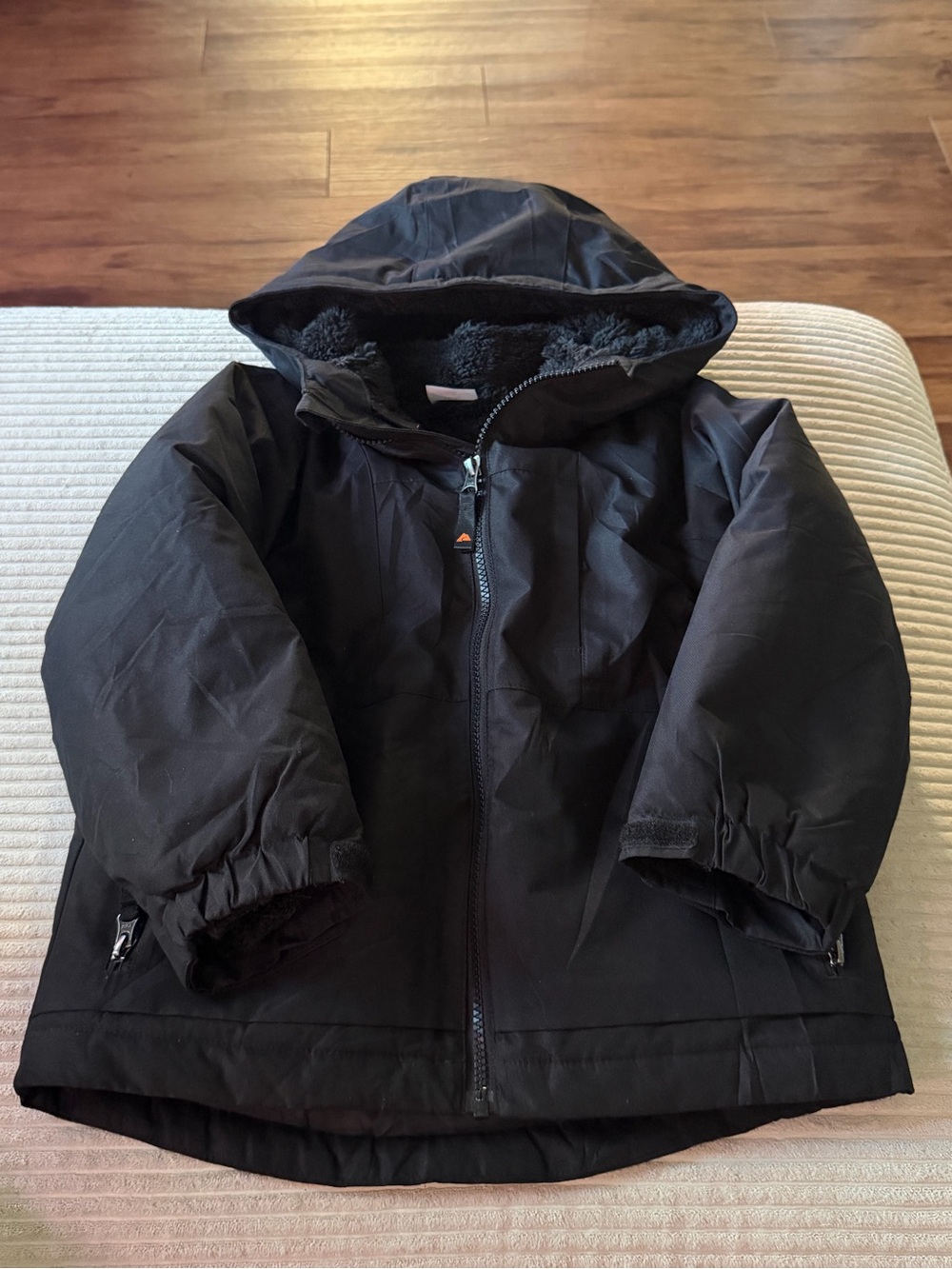 Kids Black Hooded Puffer Coat - Warm Winter Jacket